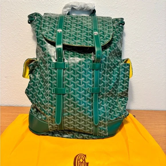 Green goyardd Patterned Backpack